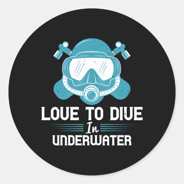 Sticker Rond Plongée - Amour À Plonger Sous L'Eau (Devant)