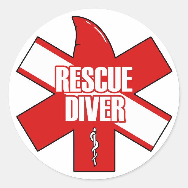 Sticker Rond Plongée de secours  (Devant)