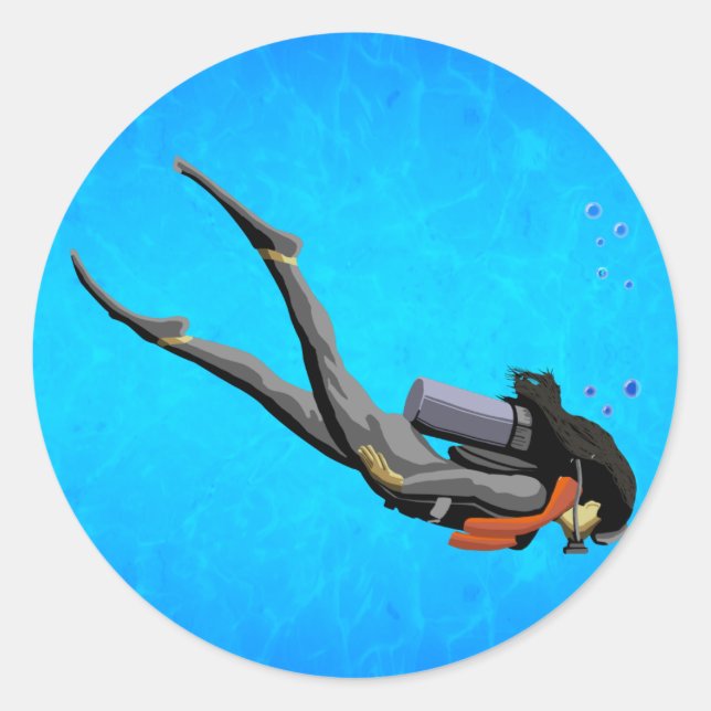 Sticker Rond Plongée en SCUBA (Devant)