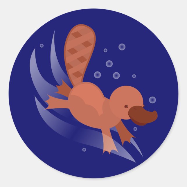 Sticker Rond Plongée Platypus mignonne (Devant)