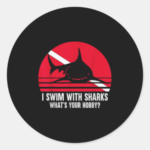 Sticker Rond Plongée plongée Gift Shark Océan Plongée Vintage p
