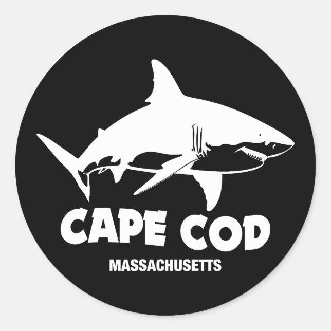 Sticker Rond Plongée sous-marine avec de grands requins blancs  (Devant)