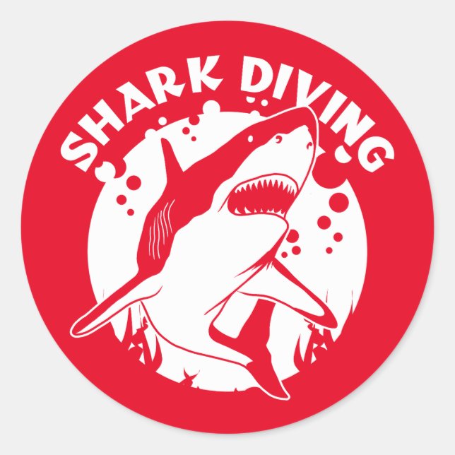 Sticker Rond Plongée Sous-Marine Avec Requins (Devant)