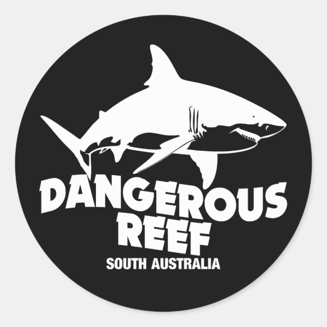 Sticker Rond Plongée sous-marine Grands requins blancs - Reef d (Devant)