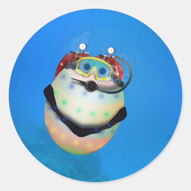 Sticker Rond Plongée sous-marine Oeuf de Pâques (Devant)