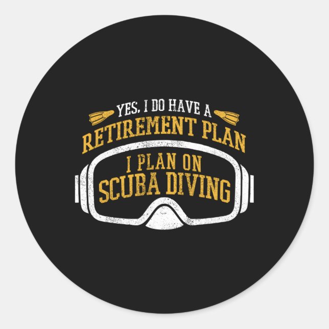 Sticker Rond Plongée sous-marine Retiret Plan Retraité Plongeur (Devant)