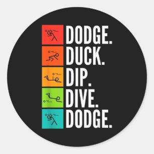 Sticker Rond Plongeon canard I Jeux de balles I Dodgeball drôle