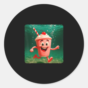 Sticker Rond Plongeon de milkshake sous l'eau Océan Plongeur Na