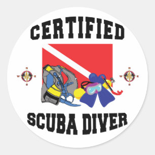 Sticker Rond Plongeur Certifié SCUBA