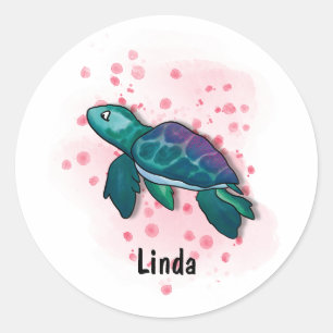 Sticker Rond Plongez dans la magie de l'océan avec des tortues