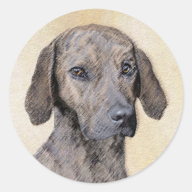 Sticker Rond Plott Peinture - Cute Original Chien Art (Devant)