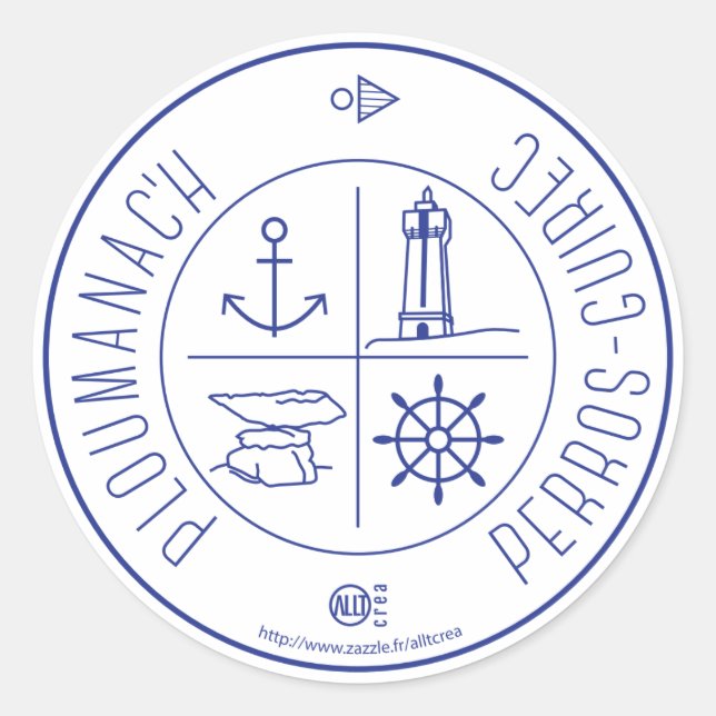 Sticker Rond Ploumanach  Perros-Guirec (Devant)