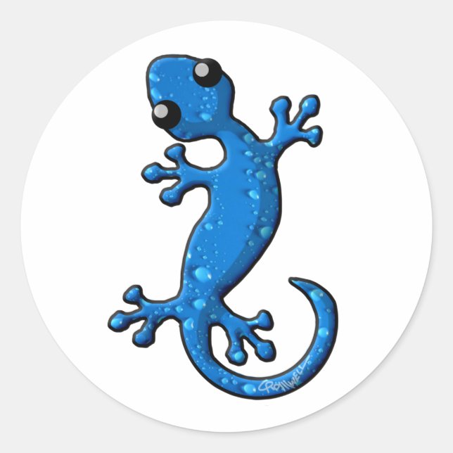 Sticker Rond Pluie Bleue Gecko Lizard (Devant)