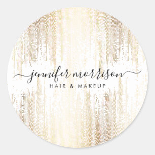 Sticker Rond Pluie de Confetti Gold Script Glam