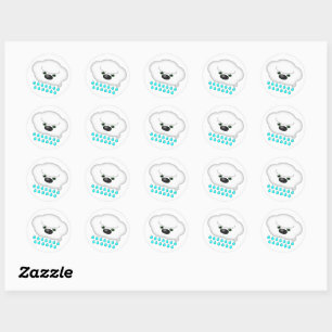 Sticker Rond Pluie Sheep Chien Nuage -