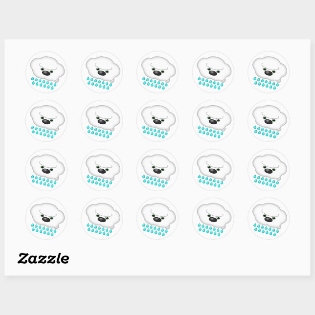 Sticker Rond Pluie Sheep Chien Nuage - (Feuille)