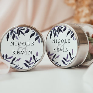 Sticker Rond Plum de récolte Mariage de feuillage aquarelle