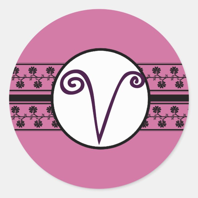 Sticker Rond Plum des frontières Mariages de monogramme (Devant)