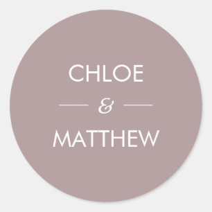 Sticker Rond Plum Dusty Chic Minimal Personnalisé Mariage