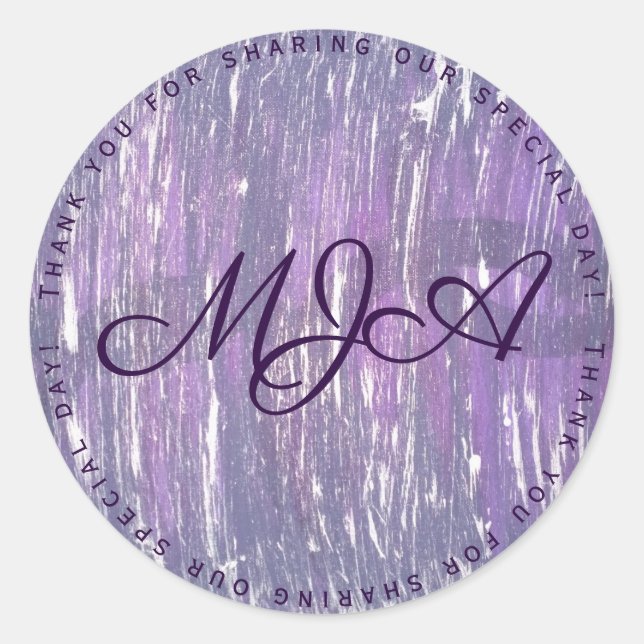 Sticker Rond Plum Party | Pinceau d'argent violet (Devant)