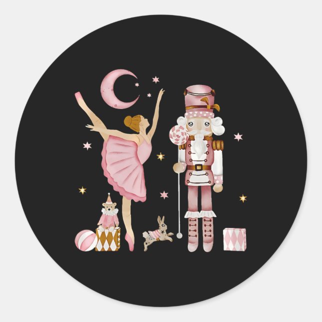 Sticker Rond Plum rose rétro Fairy Nutcracker Noël C (Devant)
