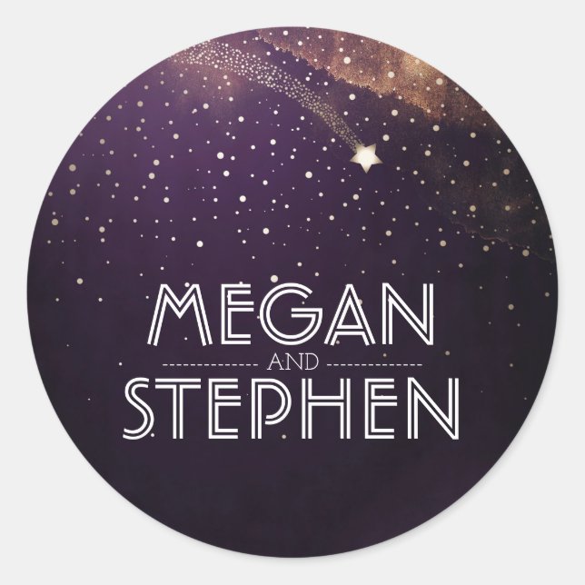 Sticker Rond Plum violet étoile de nuit Tir étoile Mariage (Devant)