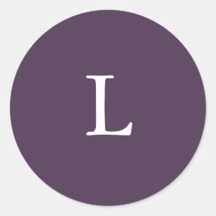 Sticker Rond Plum violet Moderne Mariage Enveloppe initiale Pho