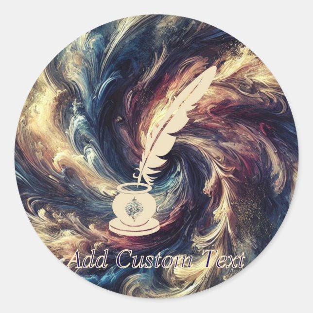 Sticker Rond Plume Moderne Art Abstrait (Devant)