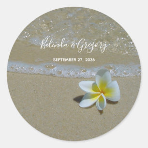 Sticker Rond Plumeria Frangipani sur le Mariage de sable