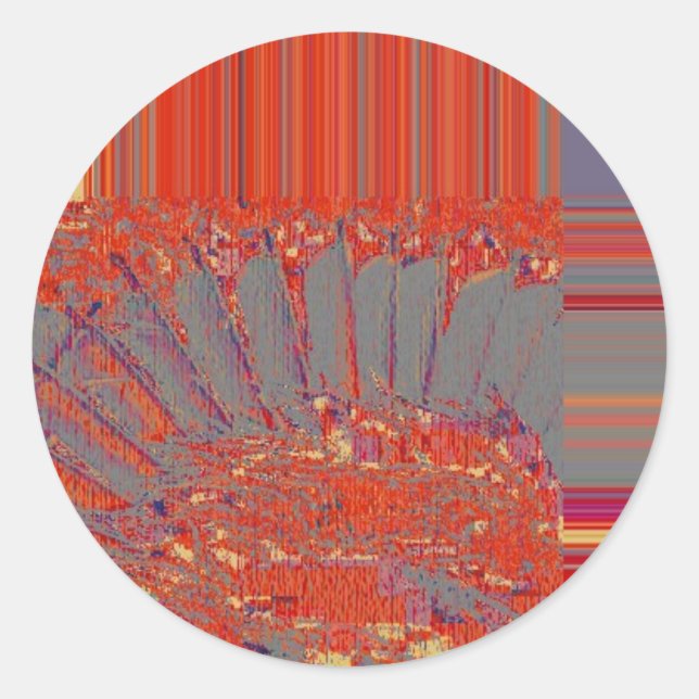 Sticker Rond Plumes, abstraction numérique (Devant)