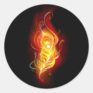 Sticker Rond Plumes de paquetage de feu