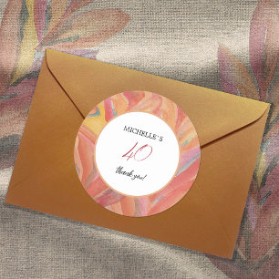 Sticker Rond Plumes florales artistiques Aquarelle pastel