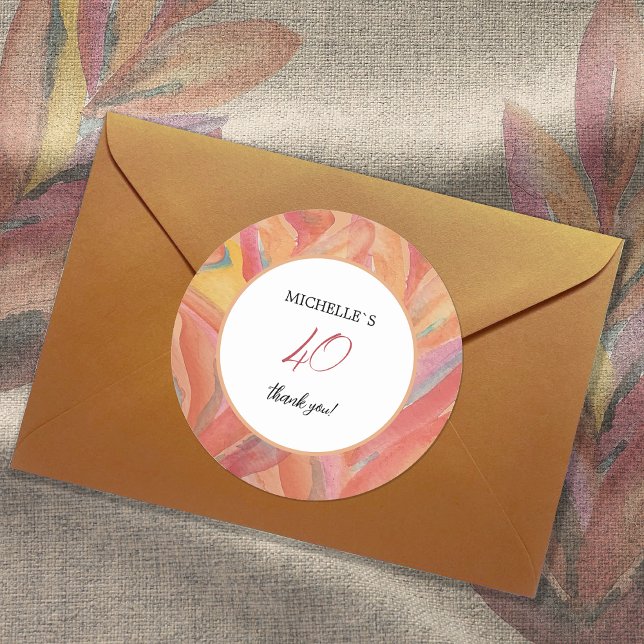 Sticker Rond Plumes florales artistiques Aquarelle pastel (Créateur téléchargé)