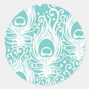 Sticker Rond Plumes molles de paon