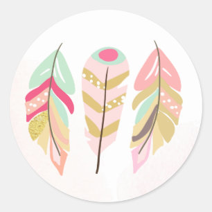 Sticker Rond plumes tribales Favor Tags Enveloppe phoque Boho r