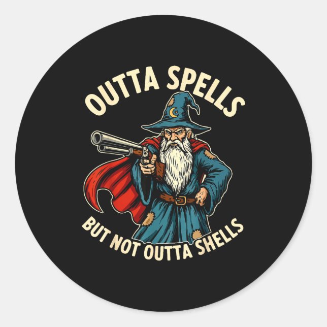 Sticker Rond Plus de sorts mais pas sans coquilles Magicien Fan (Devant)