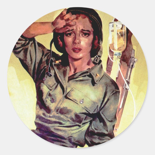 Sticker Rond Plus d'infirmières nécessaires (Devant)