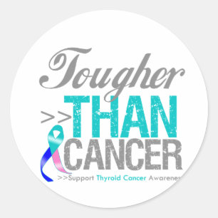 Sticker Rond Plus dur que le Cancer - cancer de la thyroïde