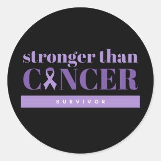 Sticker Rond Plus fort que le cancer Survivant Violet