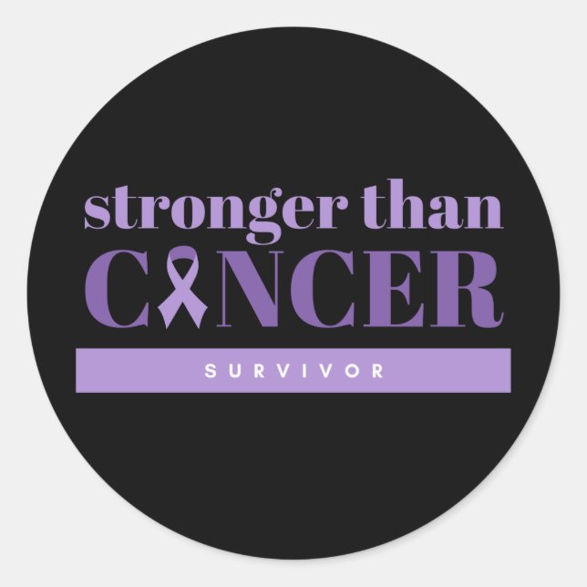 Sticker Rond Plus fort que le cancer Survivant Violet (Devant)