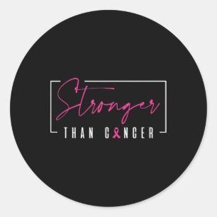 Sticker Rond Plus fort que le guerrier du cancer du sein Ruban 