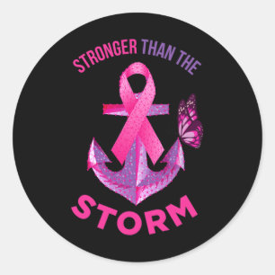 Sticker Rond Plus Forte Que La Tempête Combattre Le Ruban Cance