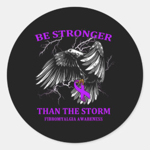 Sticker Rond Plus Forte Que La Tempête Fibromyalgie