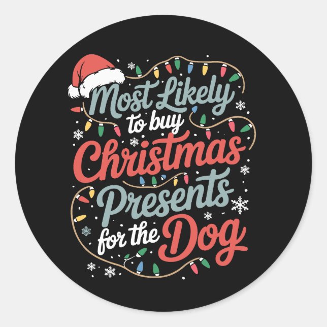 Sticker Rond Plus susceptible d'acheter des cadeaux de Noël pou (Devant)