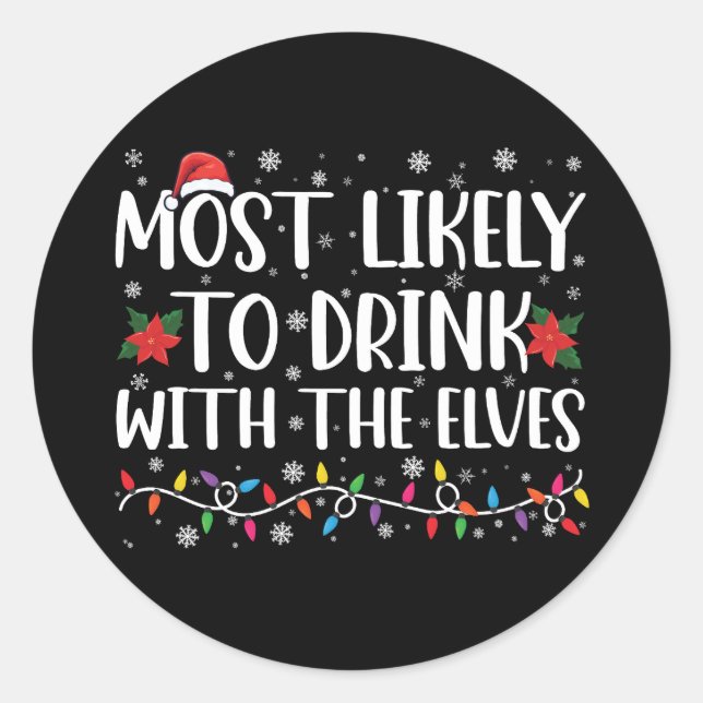Sticker Rond Plus susceptible de boire avec les elfes Boisson e (Devant)