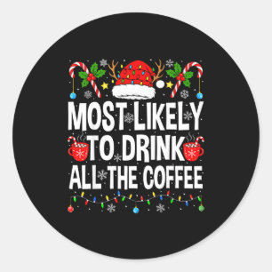Sticker Rond Plus susceptible de boire la tasse de café Famille