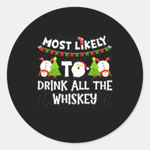 Sticker Rond Plus susceptible de boire tout le whisky, famille