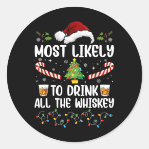 Sticker Rond Plus susceptible de boire tout le whisky Famille N