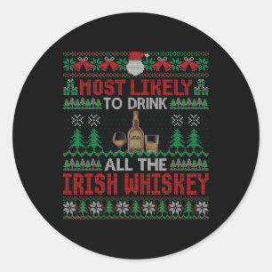 Sticker Rond Plus susceptible de boire tout le whisky irlandais