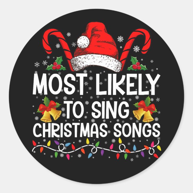 Sticker Rond Plus susceptible de chanter des chants de Noël (Devant)